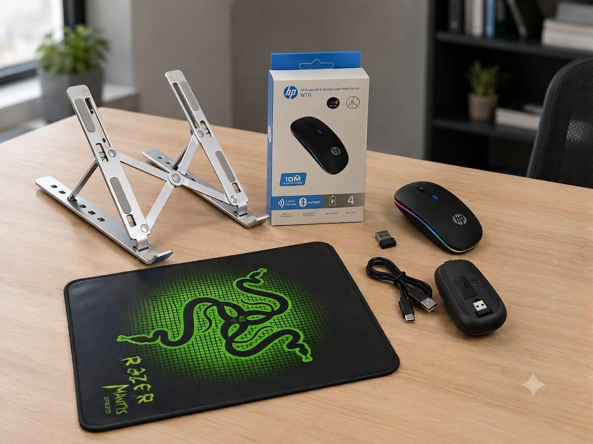 (Mouse pad + باكدج (حامل لاب توب + ماوس